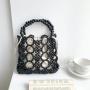 Summer Bead Design Handbags Women Beaded Handbags Fashion Canvas Beach Bag Casual Hand Bags Ladies Wood Bead Bags