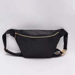 Large Capacity Nylon Waterproof  Belt Bag Zipper Closed Sling Bags For Men Custom Black Crossbody Fanny Bag