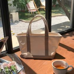 Modern Color Contrast Design Canvas Tote Bag Ladies Fashion Handbags Leisure Hand Bags Cheap Cotton Canvas Tote Bag