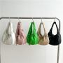 Soft PU Leather Ruched Fashion Designer Hobo Handbags Famous Brands Clutch Hand Bag Custom Long Chain Crossbody Bag