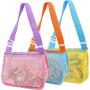 GELORY Customized Wholesale Large Capacity Colorful Beach Toy Seashell Bags Custom Zip Up Mesh Beach Bag