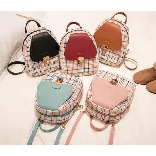 Pu Leather Zipper Crossbody Bag Wholesale Single Shoulder Bag New Fashion Plaid Backpack Ladies