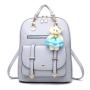 Bags for women Korean Fashion PU Leather Backpack New Casual College Style with Hanging Bear Portable Single Strap for Students