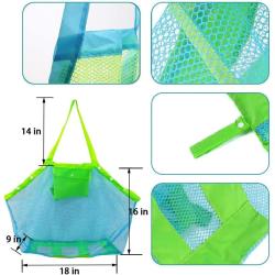 Custom Logo Size Nylon Mesh Clear Beach Mesh Tote Bag Shopping Bags Kids Sea Shell Sand Toys Organizer Bags