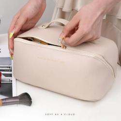 Custom Women Makeup Bag Pouch PU Leather Cosmetic Bags Large Capacity Partition Storage Waterproof Travel toiletry bag woman