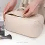 Custom Women Makeup Bag Pouch PU Leather Cosmetic Bags Large Capacity Partition Storage Waterproof Travel toiletry bag woman