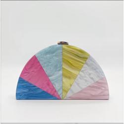 New arrival 2024 Splicing Clash Color cross-body bags Evening Party Ladies Clutch Bag half round bags
