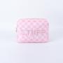 Keymay Ready In Stock Nylon Makeup Bag Zipper Pouch Travel Cosmetic Organizer for Women Girls Letter Patch Make Up Pouches