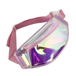 Stock Holographic Clear Iridescent Waist Bag Colorful Adjustable 19 to 47" Waist Strap Shiny Cheap Bum Travel Fanny Pack Women