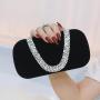 Wholesale Women Handbags Trendy Luxury Lady Party Rhinestone Diamond Hand Bags Black Velvet Clutch bag
