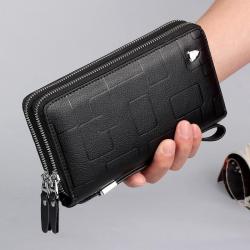 ZX061 Mens Clutch Bag Handbag Genuine Business Wallet Card Holder Leather Purse Zipper Long Wallet Soft Coin Wallet For Men