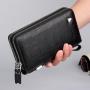 ZX061 Mens Clutch Bag Handbag Genuine Business Wallet Card Holder Leather Purse Zipper Long Wallet Soft Coin Wallet For Men