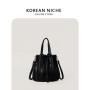 New Design Drawstring Shoulder Bag Plain Creative Trend Fashion Messenger Bag Striped Pleated Bucket Bag