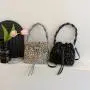 New design crossbody bucket bag with women's drawstring pleated portable sequin ladies shoulder bags handbags for women luxury
