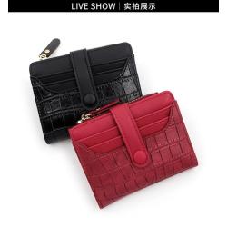 KBW190 Women's Fashion Stone Pattern With Buckle Two Fold Multi Card Position Large Bill Position Coin Position Zip Women's Bag