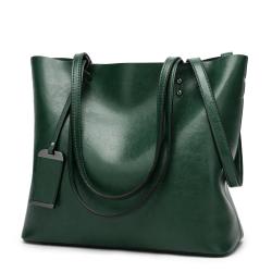 Factory low price custom design 2024 tote bags fashion green pu leather handbags shoulder messenger handbags for ladies