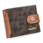 ZR550 Men's Short Buckle Coin Wallet ID Card Pu Wallet Horizontal Square Zipper Grid Card Slot Casual Business Father's Day Gift