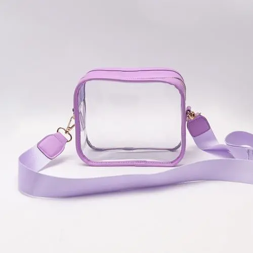 Personalized Transparent Shoulder Bag Clear Approved Clear Stadium Bags with Strap Women Custom PVC Messenger Bags