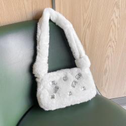 2024 New Style Fashion Hand Bags For Women Design Fur Small Design classics Rhinestone  Ladies Hand Bag