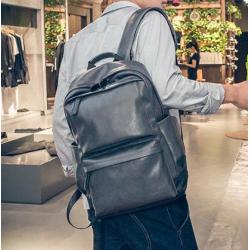 ZWY209 New Fashion Men PU Shoulder Bag Waterproof Lightweight Laptop Bag Simple Casual Outdoor Travel Business Work Backpack