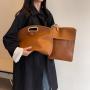 Fashion large-capacity handbag women 2024 new casual tote bag women retro briefcase pu clutch bags