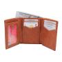 Minimalist trifold wallet rfid blocking oil wax top grain leather wallet for men with custom hot stamp logo for free