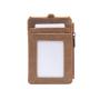 Badge Holder With Zip Vertical Style PU Leather ID Badge Holder with ID Window & Credit Card Pocket & Leather Neck Lanyard Strap