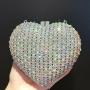 Wholesale Handmade luxury full rhinestones clutch bag purses heart shape evening bag crystal flower elegant handbags collection