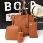 Fashion New Style Solid Color Bag Large Capacity Women's Rivet Four Piece Set Leisure One Shoulder Banquet Women's Bag
