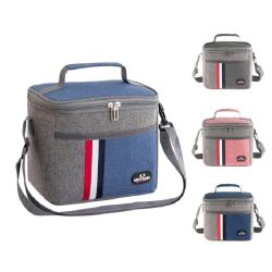 Gelory Wholesale Aluminum Foil Lunch Cooler Bag Waterproof Portable Thickened Stripe Insulation Lunch Box Bag