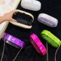 Multicolor 2024 Summer Party dinner bag retro stitching trend  Green  acrylic box  chain clutches purse for women