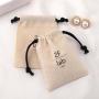 Custom Logo Printed Muslin Drawstring Comb Mirror Bag Organic Cotton Gift Jewelry Storage Pouch