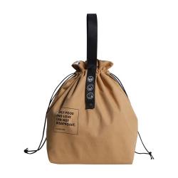 Bento bag Nordic Simple Ins Bundle Mouth Alphabet Webbing Thermal Insulation Meal Bag Canvas Portable Lunch Box