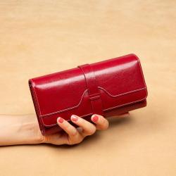 Long Women's Wallet Female Purses Vintage Card Holder Red Wallets Genuine Leather Clutch Money Bag Pu Leather Wallet carteras para mujer