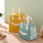 Custom Logo Oxford Smiley Tote Cooler Lunch Bag Insulated Picnic Bento Bag For School Students