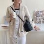 Ladies new products Korea drawstring pleated shoulder crossbody bag fashion popular handbag creative woven cylinder bucket bag