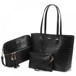LOVEVOOK wholesale OEM ODM Custom Logo PU Leather Tote 3 pcs Bags Set Purse and Handbags Women Ladies Hand Bags