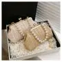 ZR520 New Dinner Bag Clasp Knitted Girl Texture Noble and Fashionable One Shoulder Crossbody Bag Pearl Handheld Bag Party