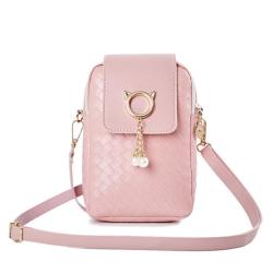 HR352 New Mobile Phone PU Zippered Banknote Clip Bag Woven Pearl Tassel Bag Cover Style Women's One Shoulder Crossbody Bag