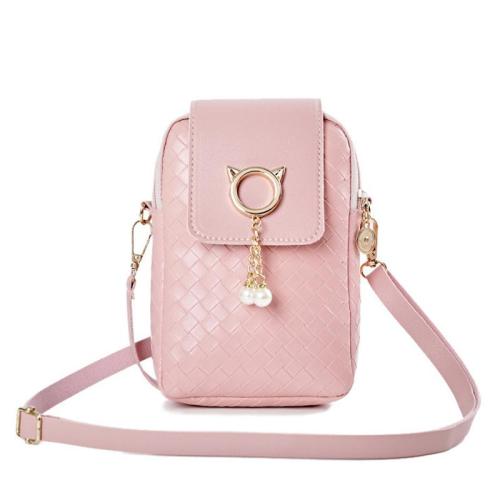 HR352 New Mobile Phone PU Zippered Banknote Clip Bag Woven Pearl Tassel Bag Cover Style Women's One Shoulder Crossbody Bag