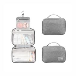 BSCI Factory Waterproof Toiletries Organizer Storage Pouch Ladies Bathroom Neceser Makeup Bag Travel Cosmetic Bags with Hook