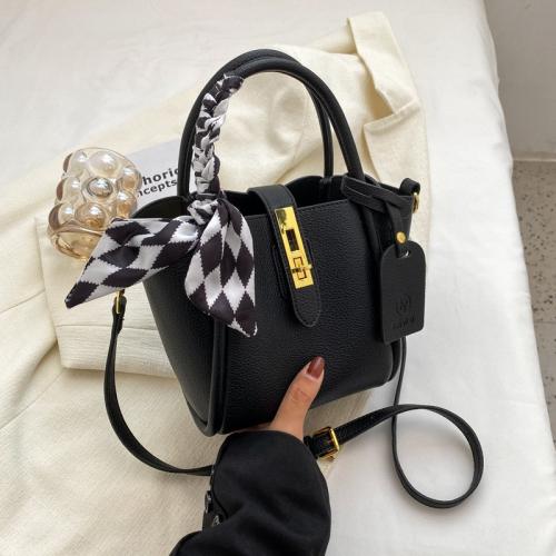 Silk scarf portable handbag factory bag wholesale quality handbags handbag factory bag wholesale Lychee pattern bucket bag