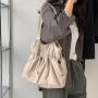 Factory customized shoulder bag external pocket drawstring shopping bag Japanese nylon large capacity tote bag