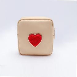 Keymay Women Small Cute Chenille DIY Zipper Pouch Travel Storage Organizer Bag Cosmetic Toiletry Bag ladies nylon Make Up