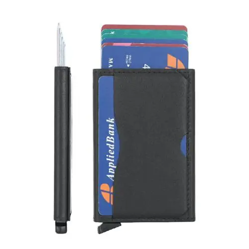 High Quality Leather Automatic Pop Up Wallet RFID Pop Up Wallet Metal Credit Card Holder Slim Credit Card Holder