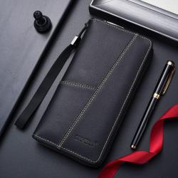 ZR930 New Fashion Men's Long Wallet PU Leather Retro Simple Handheld Billfold ID Card Holder Leisure Bag Money Clip Custom Logo
