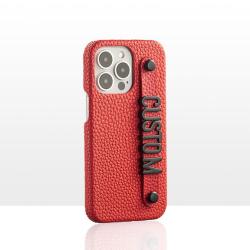 Luxury Pebble Leather Hand Mobile Phone Case Cover With Handle Finger Strap For Iphone Xs 12 13 14 15 Mini Pro Max 11 Plus