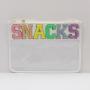 Keymay No MOQ Custom Personalized Letter Snack Makeup Bag Multicolor Travel Stadium Clear Pouch Transparent Pvc Cosmetic Bag