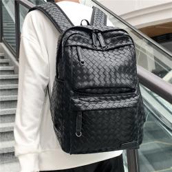 New PU Leather Geometric Diamond Grid Backpack Business Casual Men Luxury Mens Bags Fashion Trend Travel Computer Bag Laptop