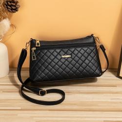 2024 Women's Fashion Crossbody PU Bag Embroidered Diamond Checkered Portable Shoulder Bag E-commerce Wholesale Lady Style